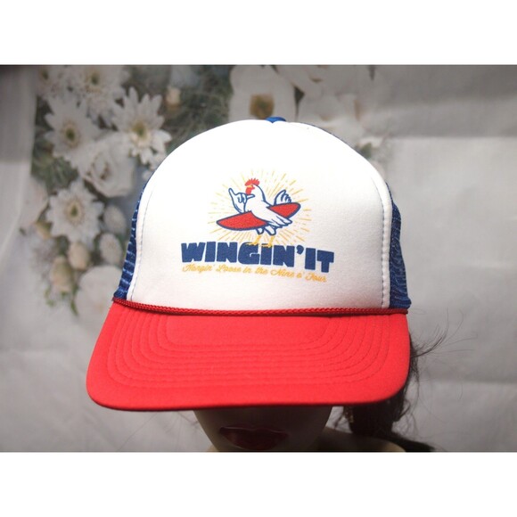 Wingin'It Surfer Chicken 1994 Hat Vintage Trucker Hat With Rope on Brim RARE - Picture 4 of 4